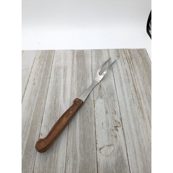 Vintage Skyline Meat Fork 11" Wood Handle Stainless Steel Made In England - Picture 4 of 8